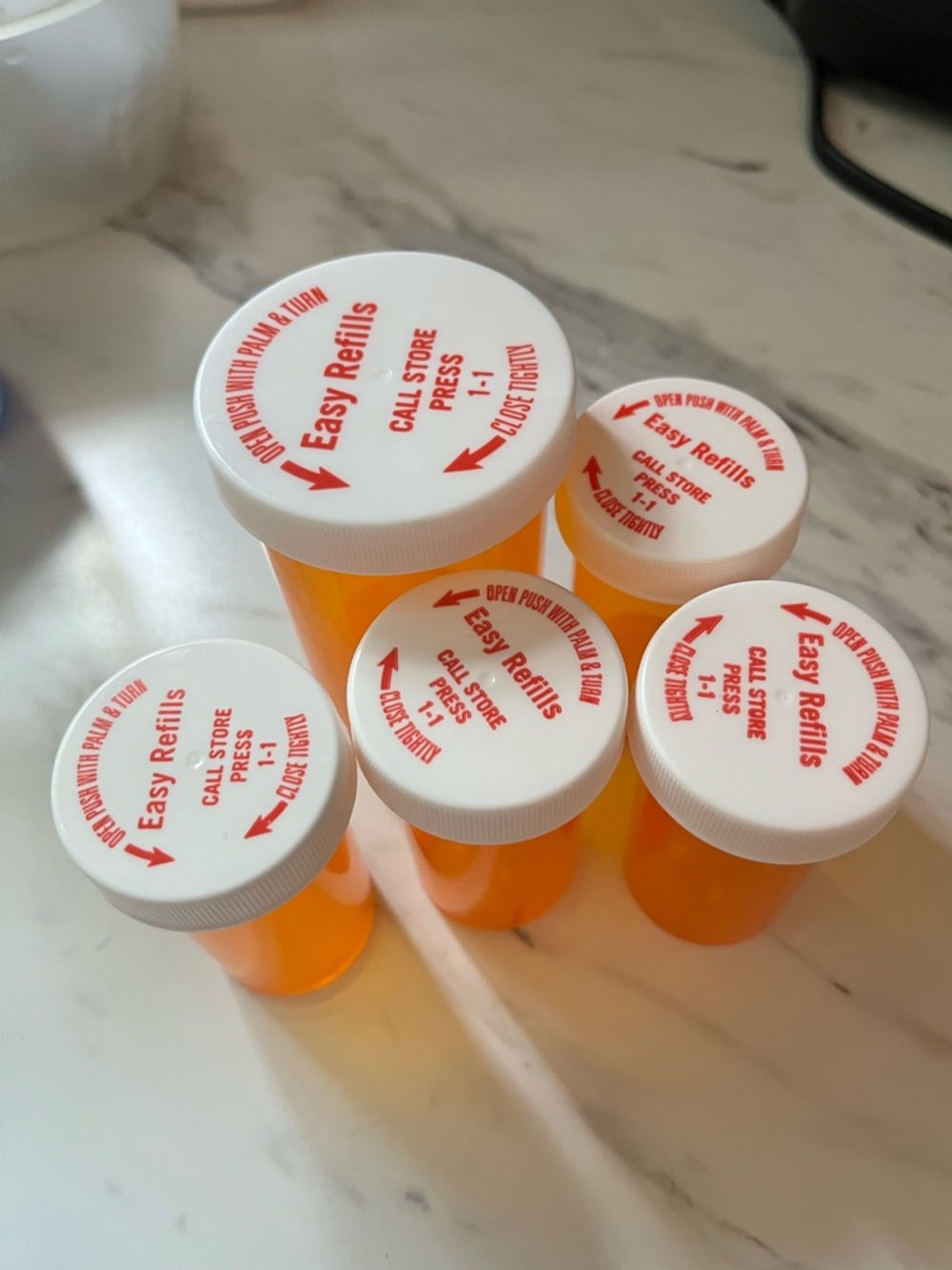 FREE ADD ON - Prescription Pill Bottles with Child-Resistant Caps (5)